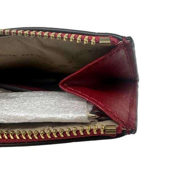NWT Michael Kors Jet Set Travel Scarlet Leather Coinpouch Wallet Gold Accents - Picture 4 of 12